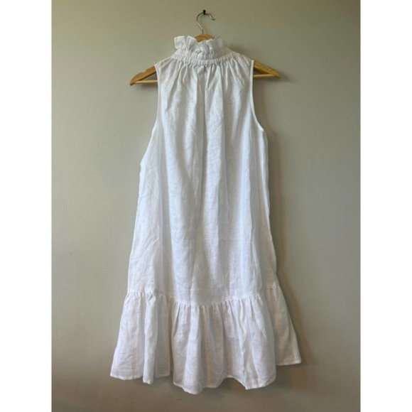 Ephemera Linen Garland Ruffle Neck Casual Mini Dress Women's White Size: 38 NWT - Picture 7 of 10